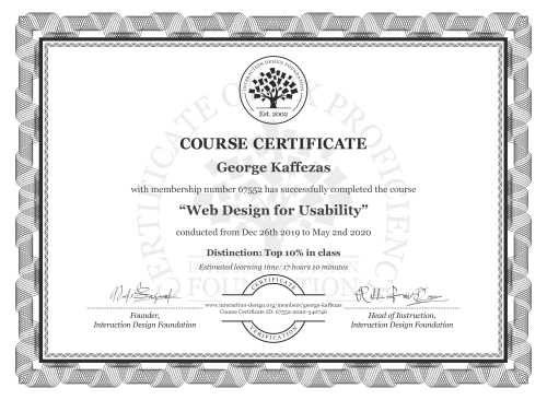 George Kaffezas’s Course Certificate: Web Design for Usability