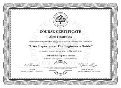 Alex Tsistrakis’s Course Certificate: Become a UX Designer from Scratch