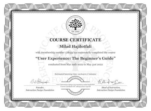 Milad Hajilotfali’s Course Certificate: User Experience: The Beginner’s Guide