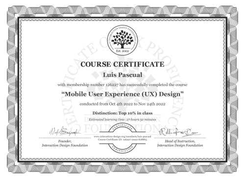 Luis Pascual’s Course Certificate: Mobile User Experience (UX) Design
