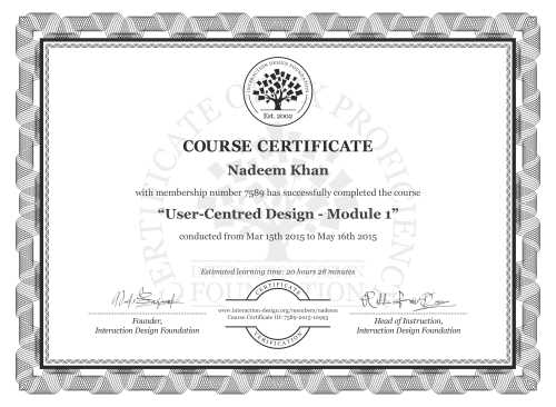 Nadeem Khan’s Course Certificate: User-Centred Design - Module 1
