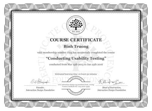Binh Truong’s Course Certificate: Conducting Usability Testing