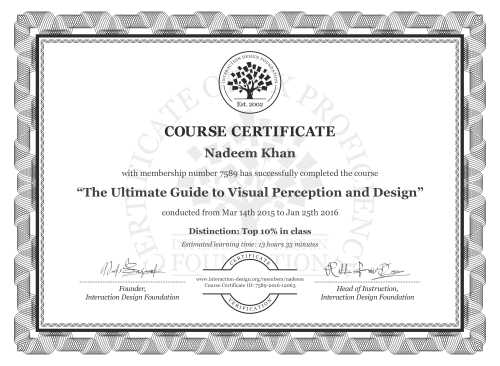 Nadeem Khan’s Course Certificate: The Ultimate Guide to Visual Perception and Design