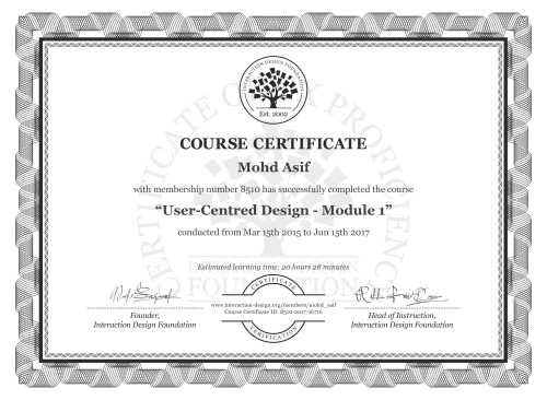 Mohd Asif’s Course Certificate: User-Centred Design - Module 1