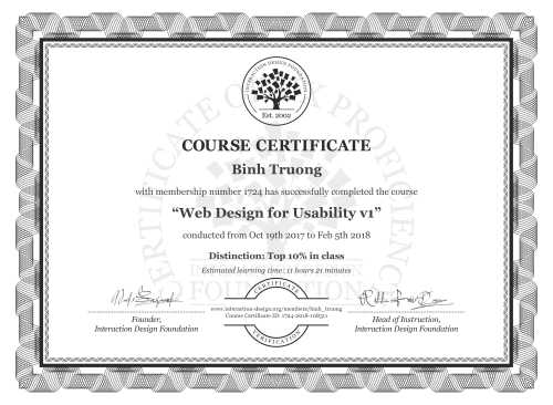 Binh Truong’s Course Certificate: Web Design for Usability v1