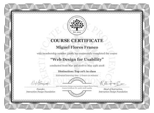 Miguel Flores Franco’s Course Certificate: Web Design for Usability