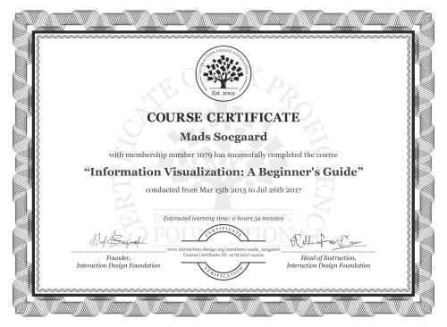Mads Soegaard’s Course Certificate: Information Visualization: A Beginner's Guide