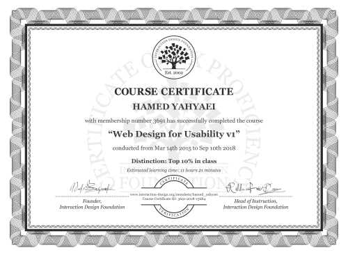 HAMED YAHYAEI’s Course Certificate: Web Design for Usability v1