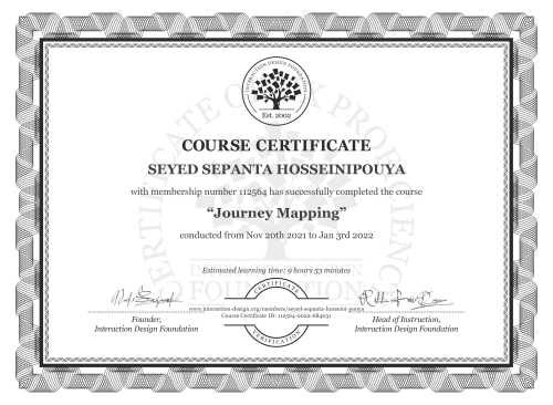 SEYED SEPANTA HOSSEINIPOUYA’s Course Certificate: Journey Mapping