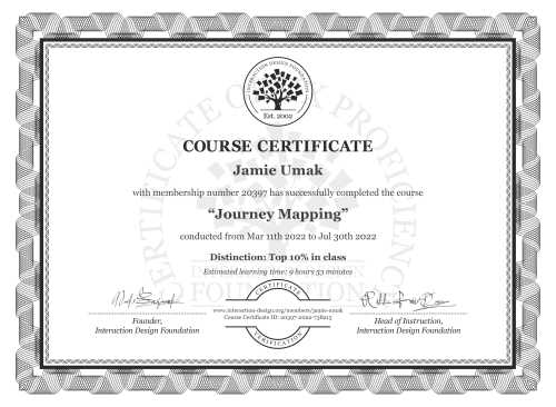 Jamie Umak’s Course Certificate: Journey Mapping