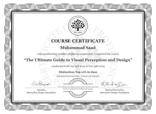 Muhammad Saad’s Course Certificate: The Ultimate Guide to Visual Perception and Design