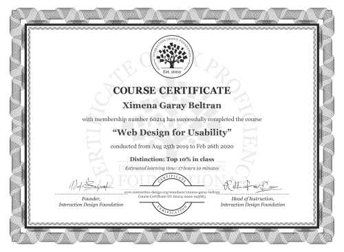 Ximena Garay Beltrán’s Course Certificate: Web Design for Usability