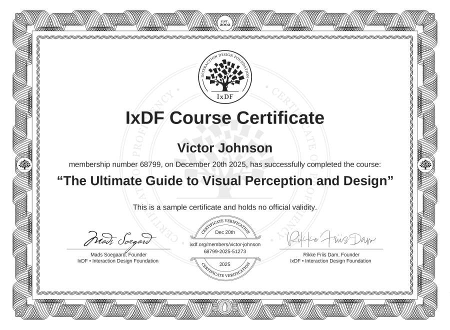 Course Certificate example