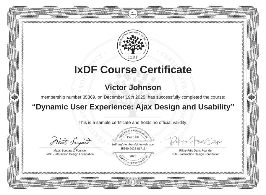 Course Certificate example