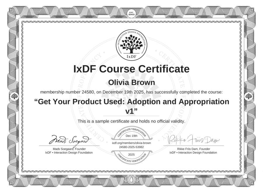 Course Certificate example