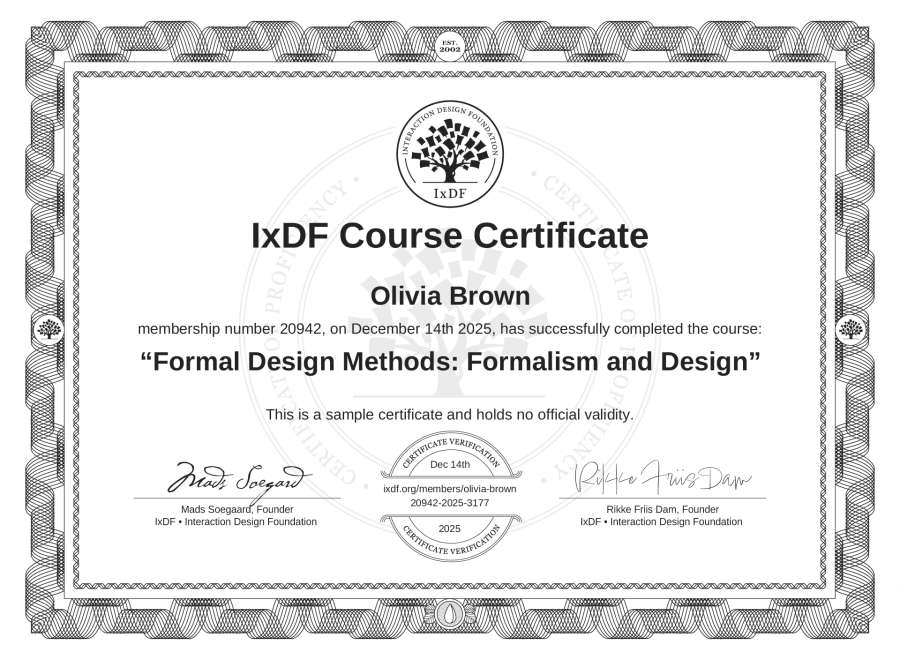 Course Certificate example