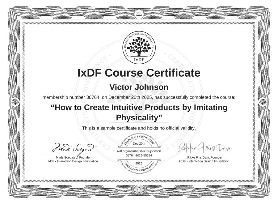 Course Certificate example