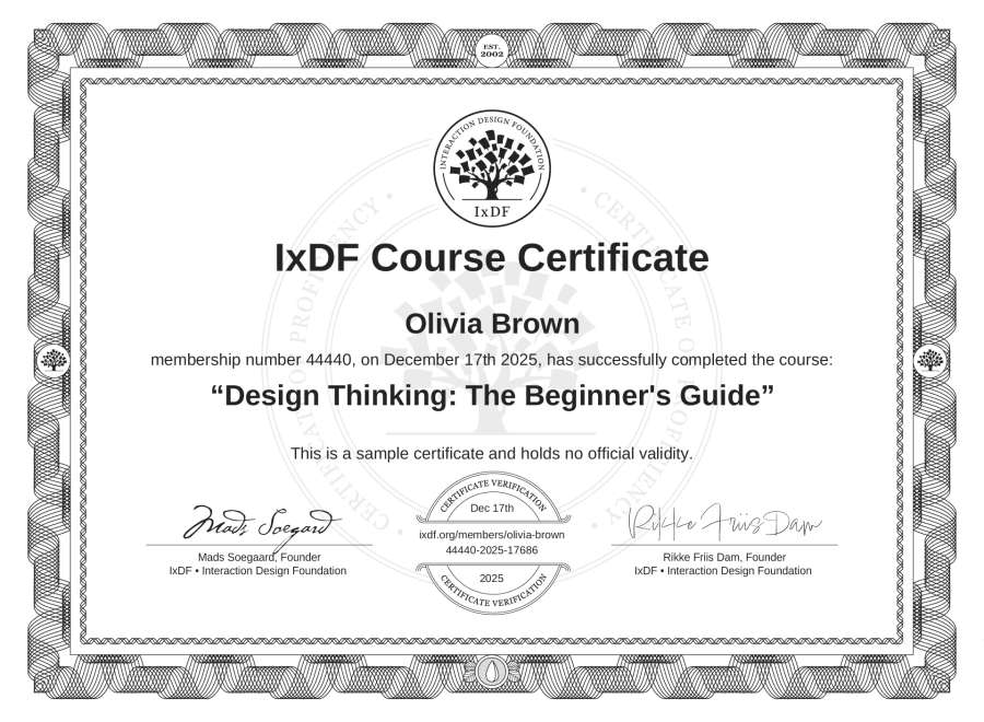 Course Certificate example