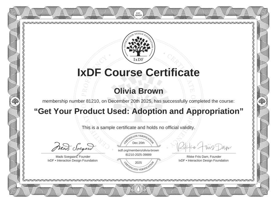 Course Certificate example