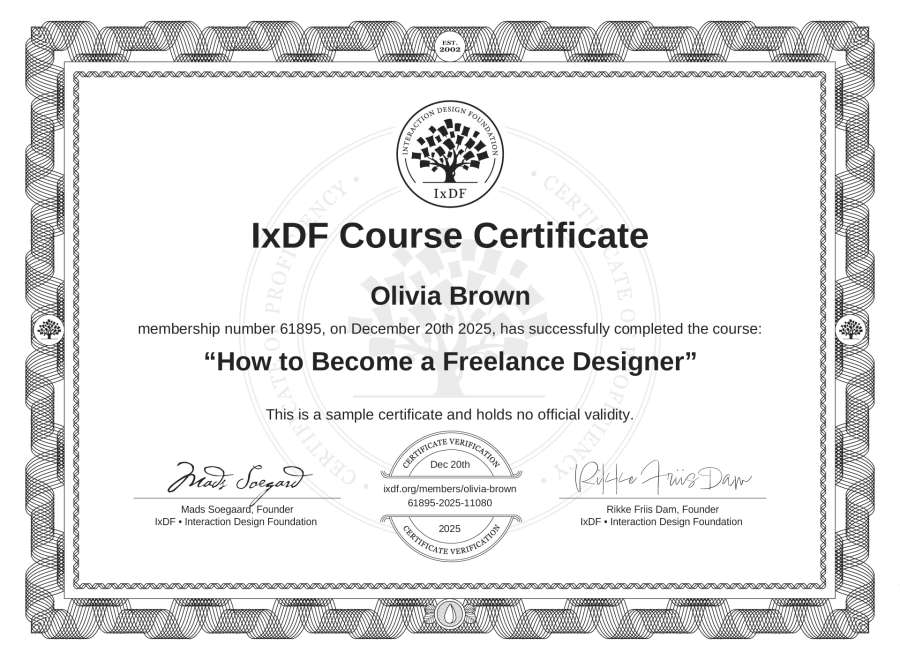 Course Certificate example