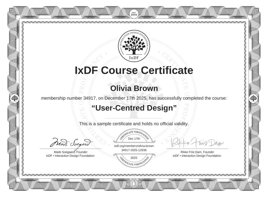 Course Certificate example