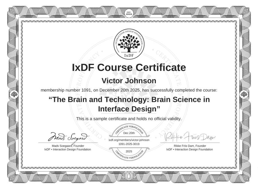 Course Certificate example