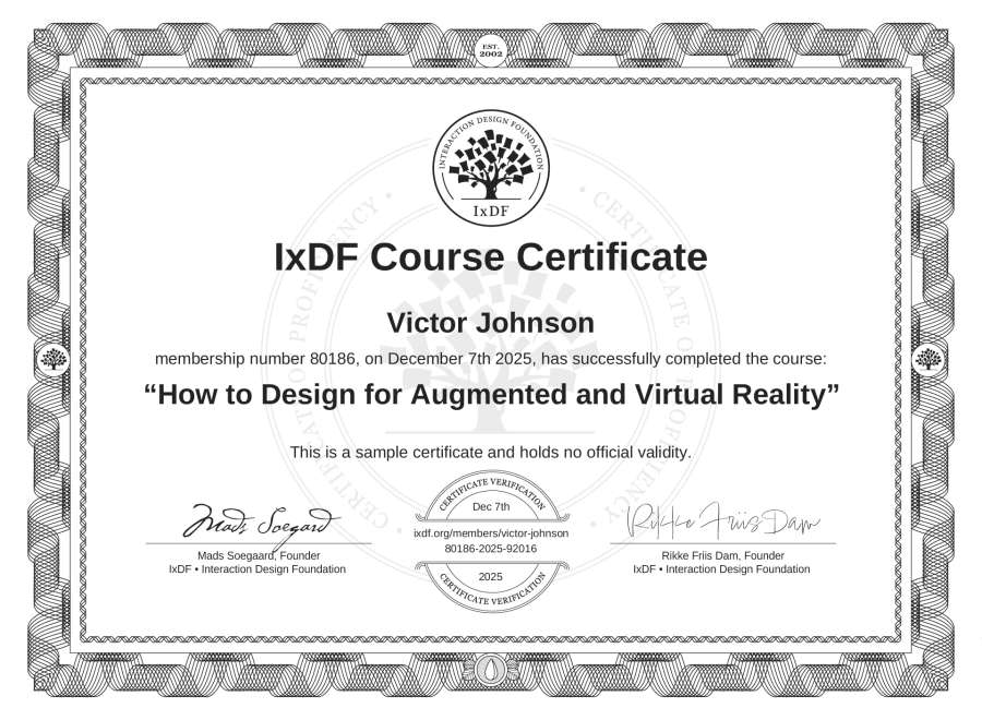 Course Certificate example