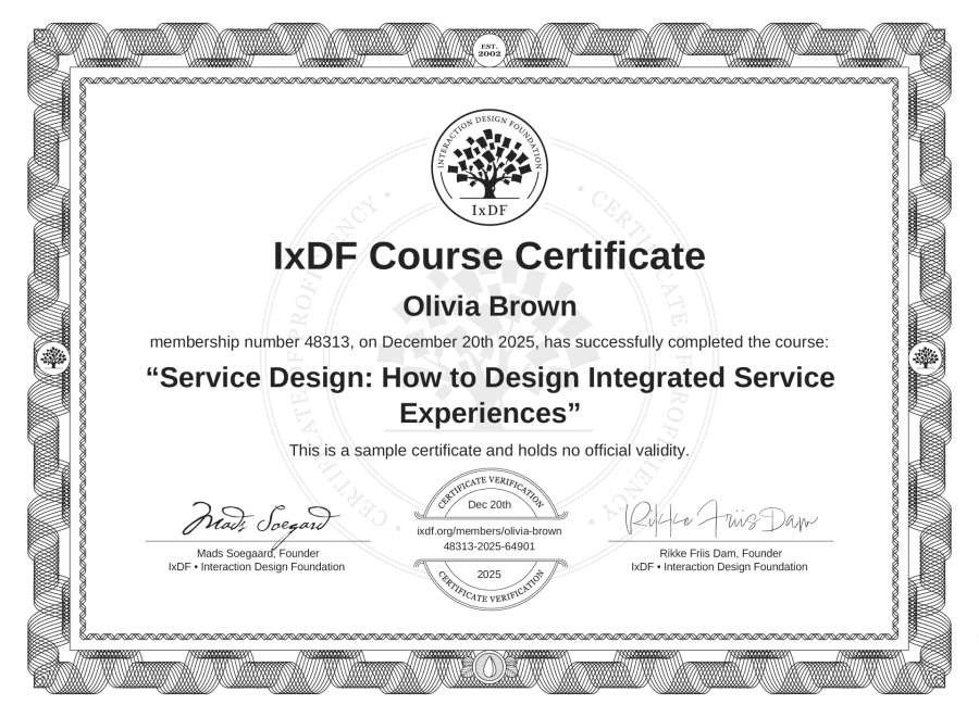 Course Certificate example
