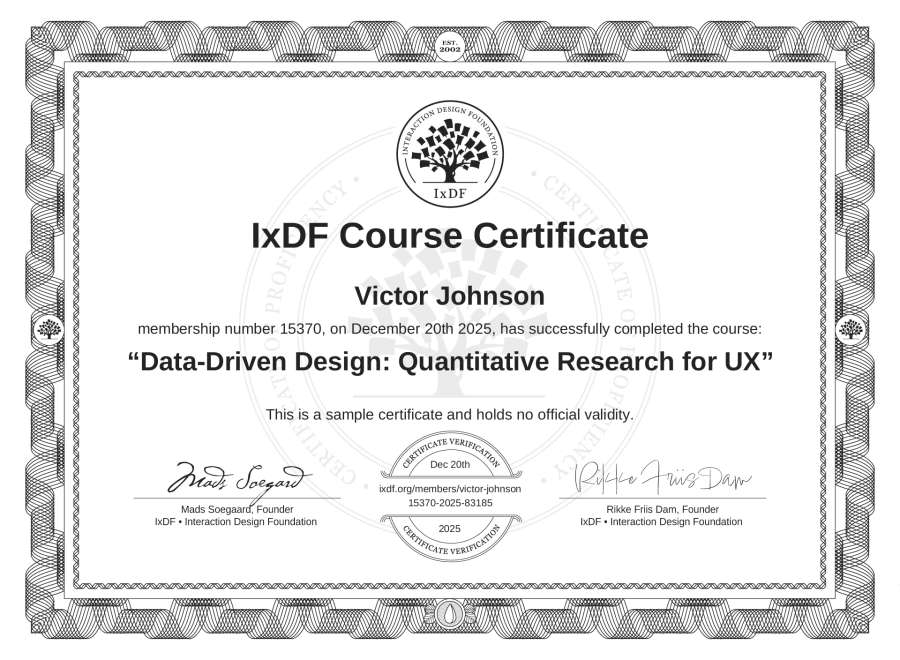 Course Certificate example