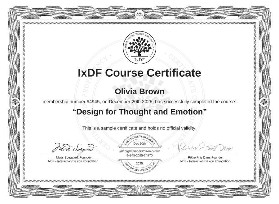 Course Certificate example
