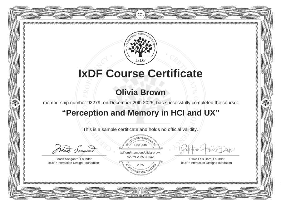 Course Certificate example