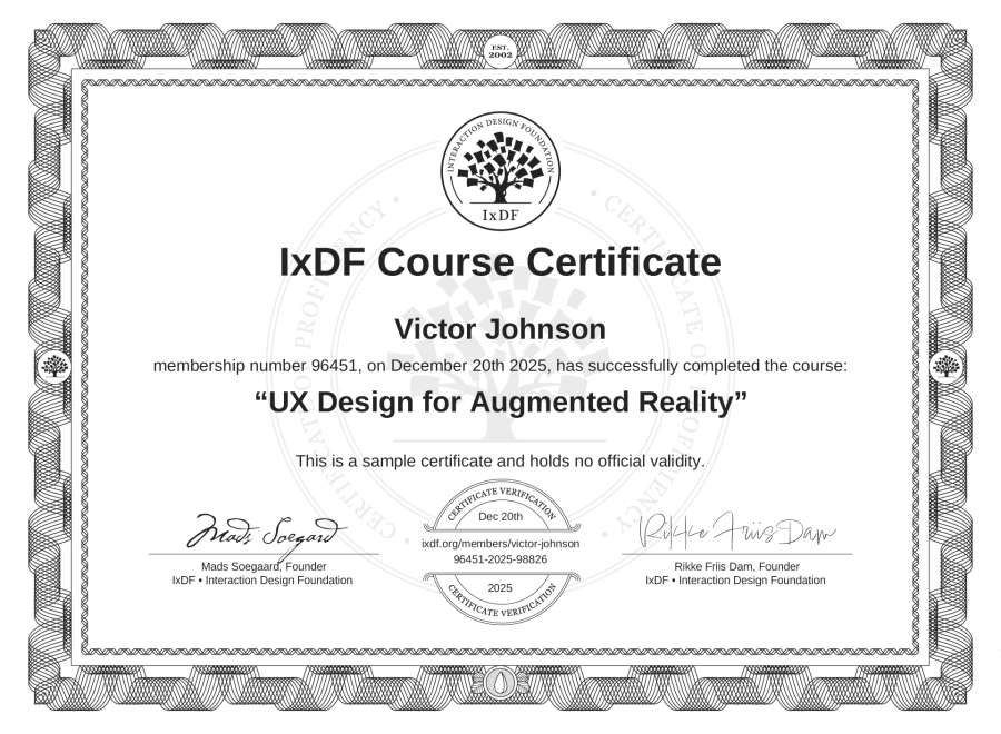 Course Certificate example