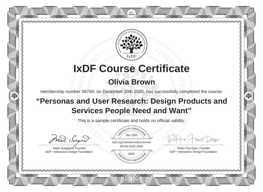 Course Certificate example
