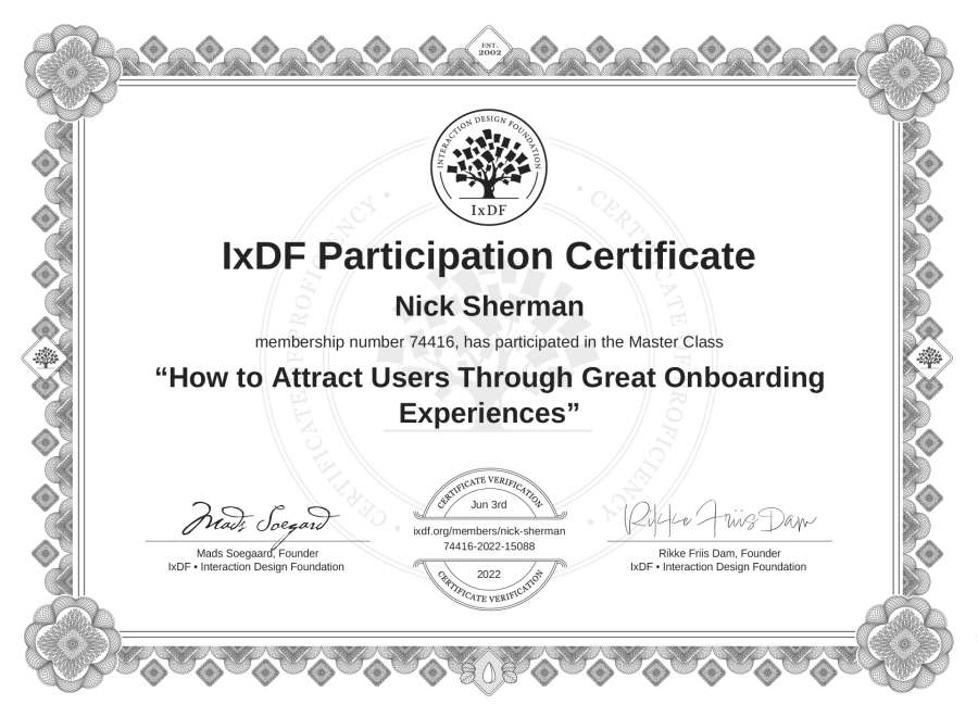 Master Class Certificate