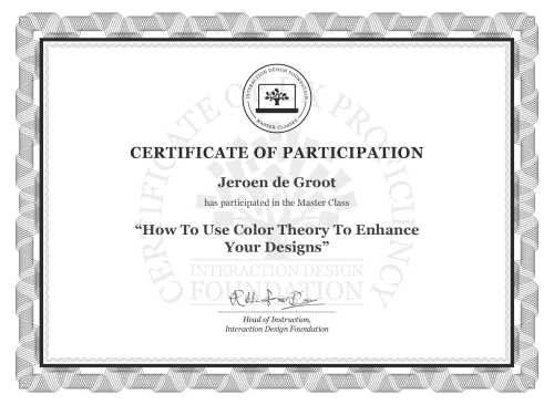 Jeroen de Groot’s Masterclass Certificate: How To Use Color Theory To Enhance Your Designs