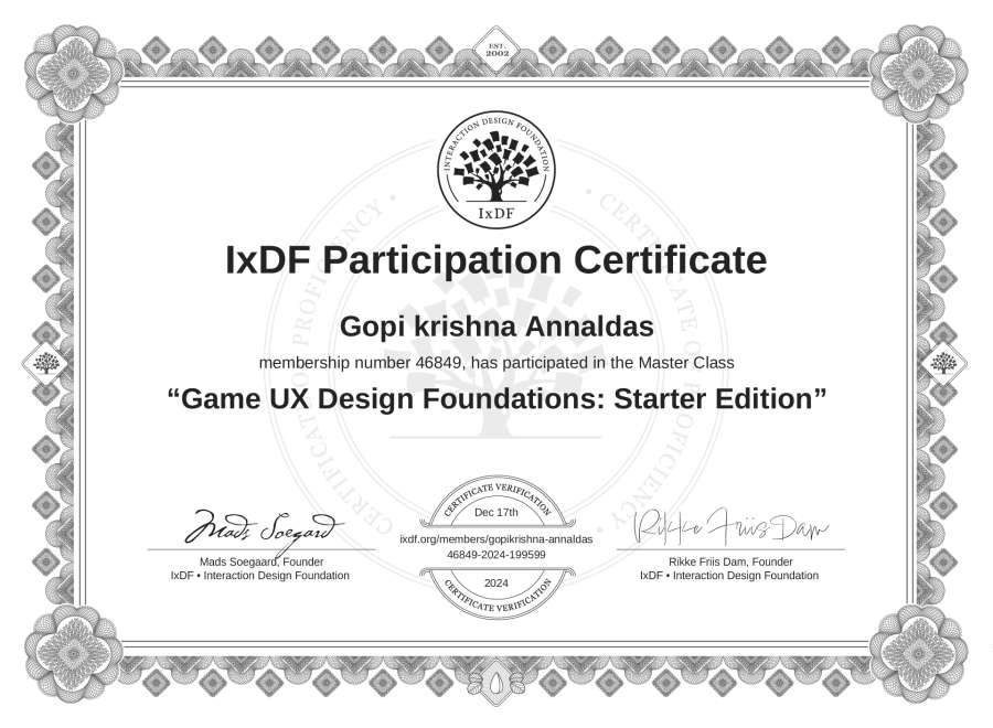 Master Class Certificate