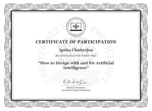 Ipsita Chatterjea’s Masterclass Certificate: How to Design with and for Artificial Intelligence