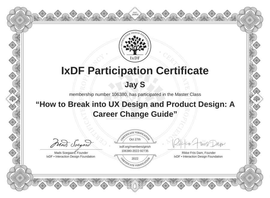 Master Class Certificate