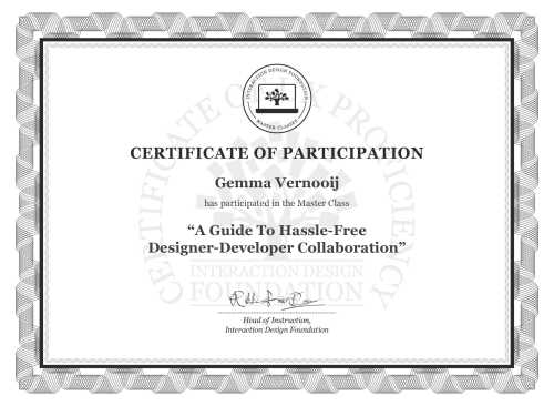 Gemma Vernooij’s Masterclass Certificate: A Guide To Hassle-Free Designer-Developer Collaboration