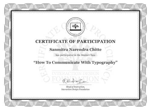 Sanmitra Narendra Chitte’s Masterclass Certificate: How To Communicate With Typography