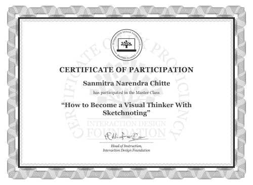 Sanmitra Narendra Chitte’s Masterclass Certificate: How to Become a Visual Thinker With Sketchnoting