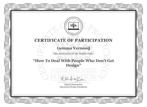 Gemma Vernooij’s Masterclass Certificate: How To Deal With People Who Don't Get Design