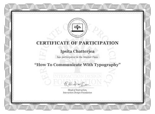 Ipsita Chatterjea’s Masterclass Certificate: How To Communicate With Typography