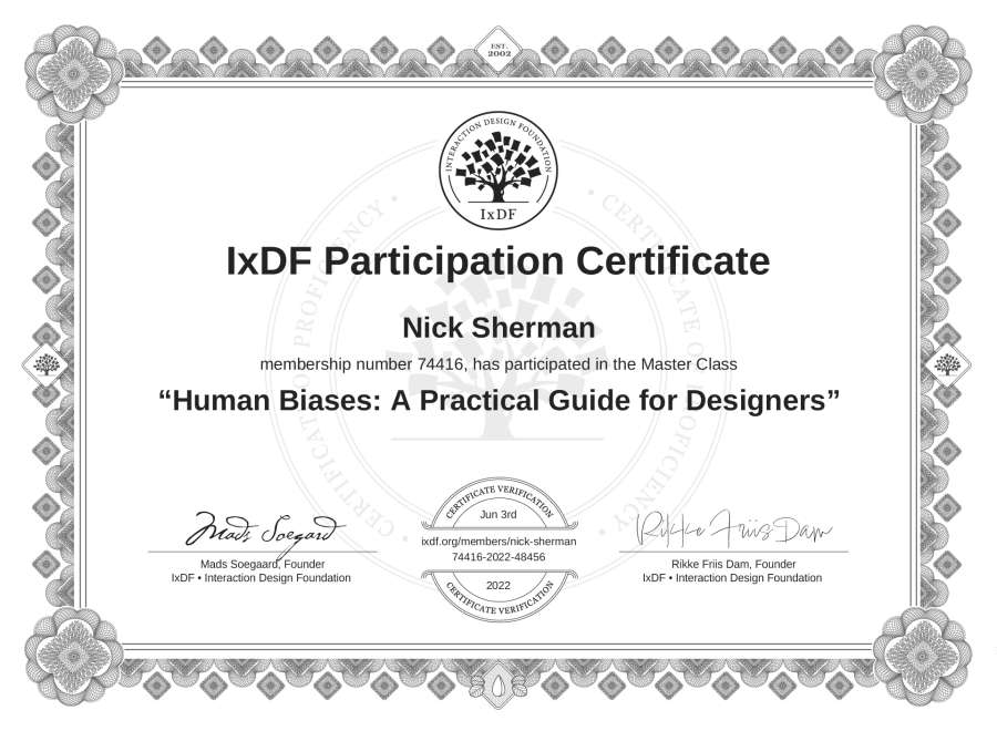 Master Class Certificate