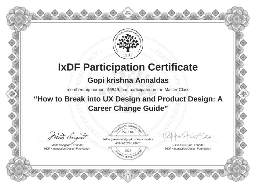 Master Class Certificate