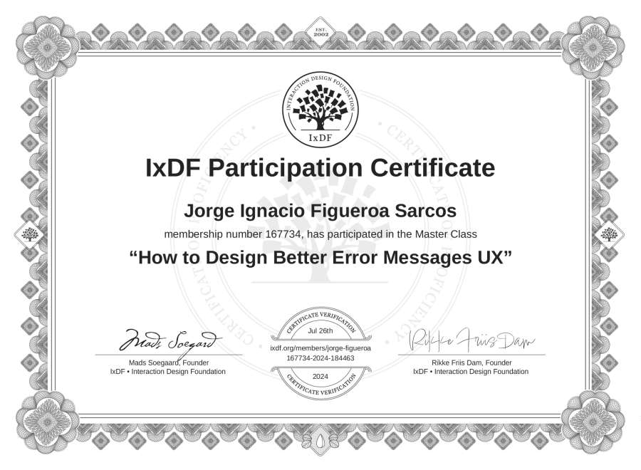 Master Class Certificate