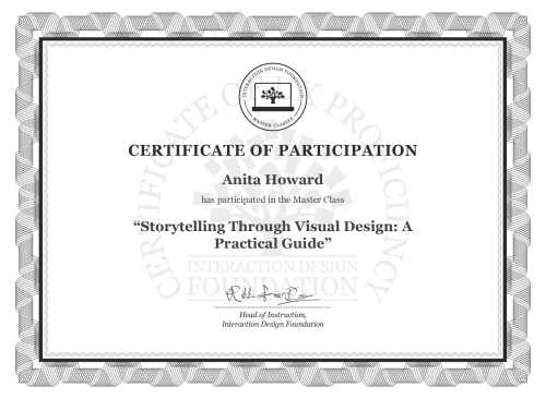 Anita Howard’s Masterclass Certificate: Storytelling Through Visual Design: A Practical Guide
