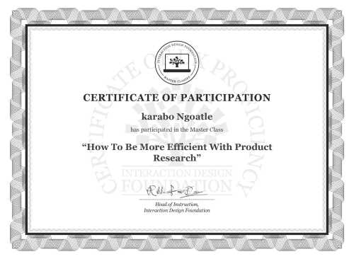 karabo Ngoatle’s Masterclass Certificate: How To Be More Efficient With Product Research