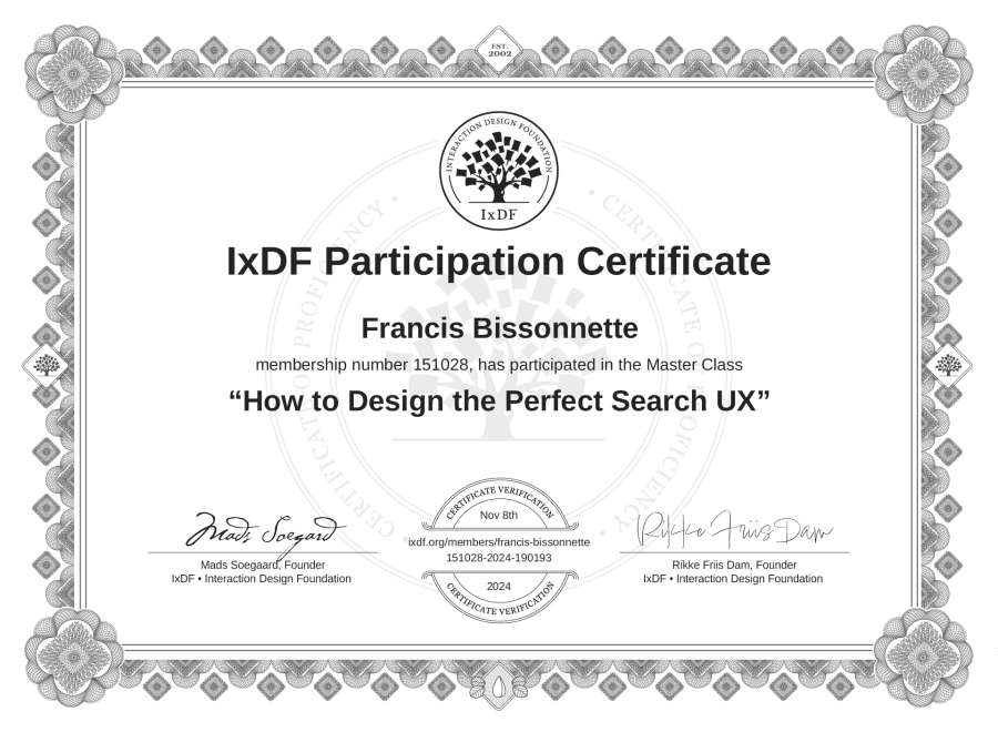 Master Class Certificate