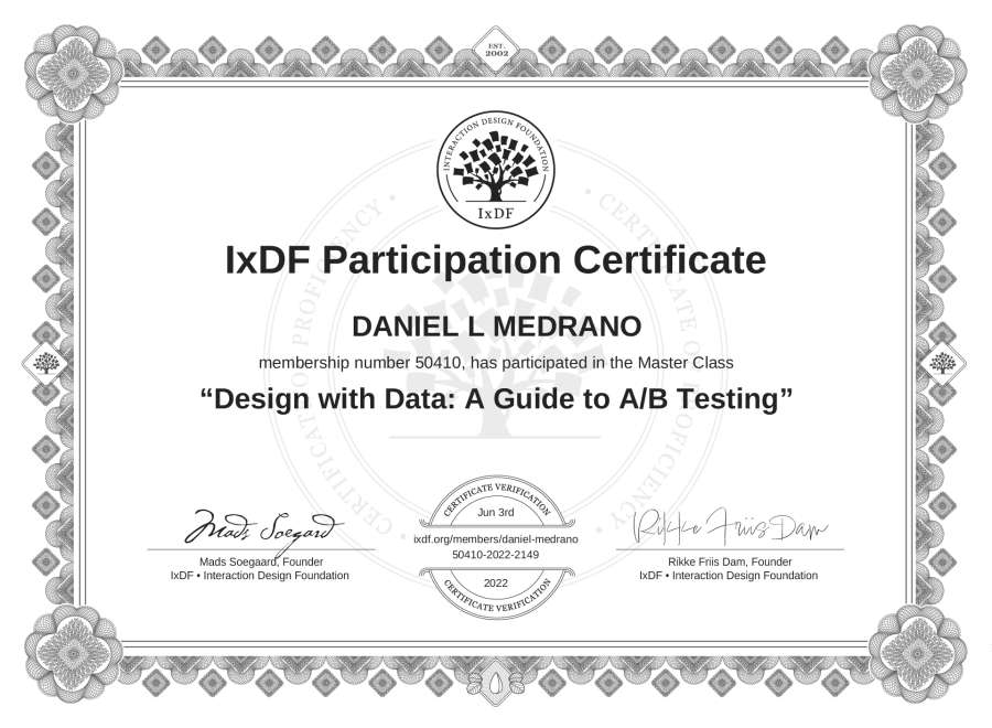 Master Class Certificate